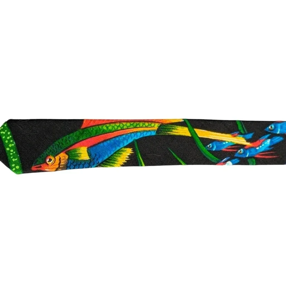 NWT Mens Black Sea Life Tie Tropical Fish Marine Ocean‎ Lake Fishing